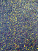 Velvet Stretch Sequins - Clear on Lilac Velvet - Sequins 2 Way Stretch Velvet Fabric 58/60”