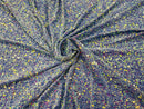Velvet Stretch Sequins - Clear on Lilac Velvet - Sequins 2 Way Stretch Velvet Fabric 58/60”