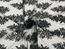 Flower Lace Fabric - Black - Fancy Embroidery Design With Sequins on a Mesh