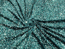 Velvet Stretch Sequins - Hunter Green Sequins on Hunter Green 2 Way Stretch Velvet Fabric 58/60”
