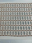 Geometric Stretch Sequin - Multi-Color Gold - Fancy Gem Design on Mesh By Yard