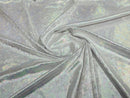 Snake Stretch Velvet - Iridescent White - 58/60" Stretch Velvet Fabric with Snake Print By Yard