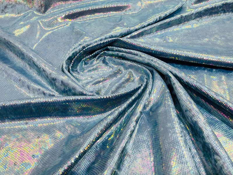 Snake Stretch Velvet - Iridescent Blue - 58/60" Stretch Velvet Fabric with Snake Print By Yard