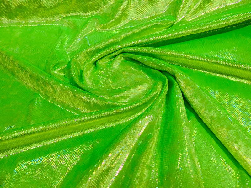 Snake Stretch Velvet - Lime Green - 58/60" Stretch Velvet Fabric with Snake Print By Yard