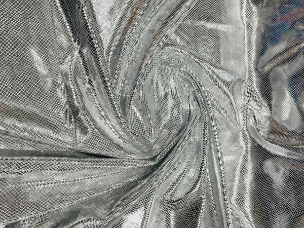 Snake Stretch Velvet - Silver - 58/60" Stretch Velvet Fabric with Snake Print By Yard