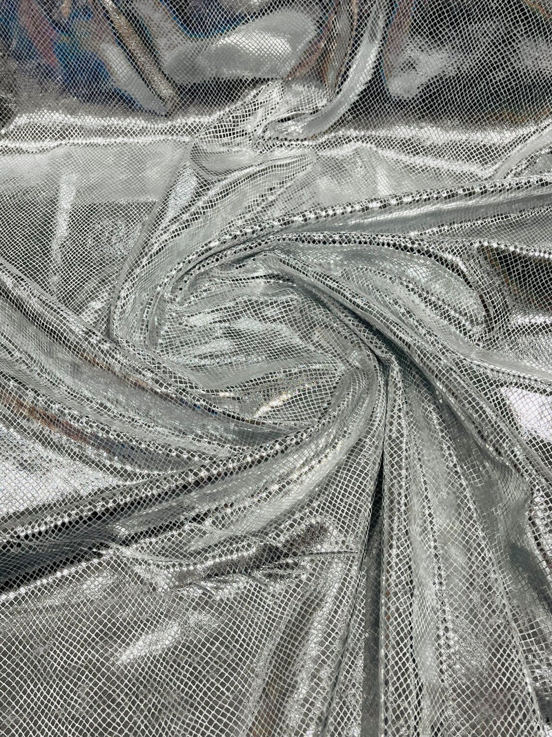 Snake Stretch Velvet - Silver - 58/60" Stretch Velvet Fabric with Snake Print By Yard