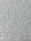 Floral Lace Fabric - Flowers Embroidery Sequins Mesh Design Fabric - 25 Yard Roll