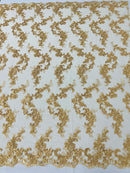 Floral Lace Fabric - Flowers Embroidery Sequins Mesh Design Fabric - 25 Yard Roll
