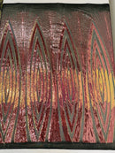 Geometric Long Oval Design - Matte Navy - Geometric Sequins Design on Mesh By Yard