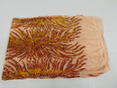Angel Wing Sequin Design - Iridescent Orange - Wing Patterns Embroidered with Sequins on Mesh Sold By Yard