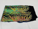 Angel Wing Sequin Design - Rainbow - Wing Patterns Embroidered with Sequins on Mesh Sold By Yard