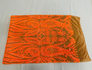 Paisley Sequin Fabric - Holographic Orange - Line Pattern 4 Way Stretch Elegant Fabric By The Yard