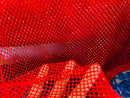 Fish Net Spandex Rhinestone Fabric - Red - Solid Spandex Fish Net Design Fabric with Rhinestones by Yard