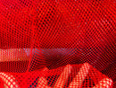 Fish Net Spandex Rhinestone Fabric - Red - Solid Spandex Fish Net Design Fabric with Rhinestones by Yard