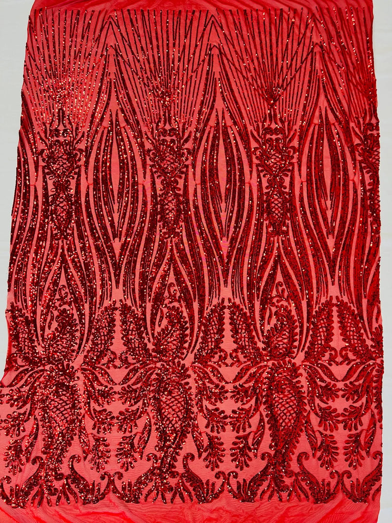 Red Stretch Sequin Fabric