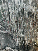 Metallic Fringe Eyelash Design - Silver - Embroidered 2 Way Stretch Fancy Fringe By Yard