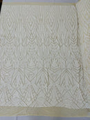 Geometric Fabric - White - Geometric Sequins Pattern Design 4 Way Stretch Sold By Yard