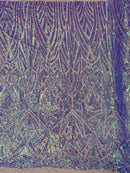 Geometric Fabric - Lilac - Geometric Sequins Pattern Design 4 Way Stretch Sold By Yard