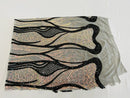 Two Tone Line Sequins Fabric - Silver/Black - 4 Way Stretch Sequins Fabric on Mesh By Yard