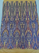 Mermaid Design Sequins Fabric - Lilac/Lavender - Sequins Fabric 4 Way Stretch on Mesh By Yard