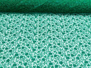Metallic Floral Lace Fabric - Metallic Green - Embroidered  Flower Design on Lace Mesh Fabric By Yard