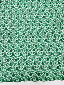 Metallic Floral Lace Fabric - Metallic Green - Embroidered  Flower Design on Lace Mesh Fabric By Yard