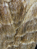 Metallic Fringe Eyelash Design - Gold - Embroidered 2 Way Stretch Fancy Fringe By Yard