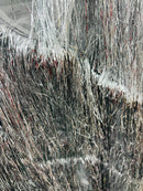 Metallic Fringe Eyelash Design - Silver - Embroidered 2 Way Stretch Fancy Fringe By Yard