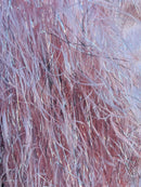 Metallic Eyelash Fabric - Pink/Silver - Feather/Eyelash/Fringe Design on Mesh By Yard