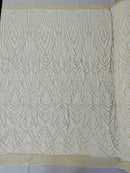Geometric Fabric - White - Geometric Sequins Pattern Design 4 Way Stretch Sold By Yard