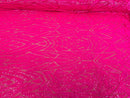 Geometric Fabric - Hot Pink - Geometric Sequins Pattern Design 4 Way Stretch Sold By Yard