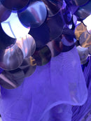 Jumbo 1.5" Circle Sequins - Lilac - Jumbo Sequins On Mesh Fabric Sold By The Yard