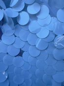 Jumbo 1.5" Circle Sequins - White - Jumbo Sequins On Mesh Fabric Sold By The Yard