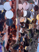 Jumbo 1.5" Circle Sequins - Blush - Jumbo Sequins On Mesh Fabric Sold By The Yard