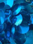 Jumbo 1.5" Circle Sequins - Turquoise - Jumbo Sequins On Mesh Fabric Sold By The Yard