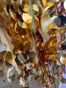 Jumbo 1.5" Circle Sequins - Gold - Jumbo Sequins On Mesh Fabric Sold By The Yard