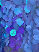 Jumbo 1.5" Circle Sequins - Pink / White - Jumbo Sequins On Mesh Fabric Sold By The Yard