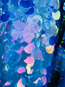 Jumbo 1.5" Circle Sequins - Clear - Jumbo Sequins On Mesh Fabric Sold By The Yard