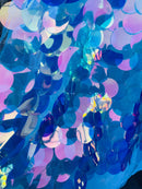 Jumbo 1.5" Circle Sequins - Clear - Jumbo Sequins On Mesh Fabric Sold By The Yard