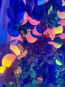 Jumbo 1.5" Circle Sequins - Lavender - Jumbo Sequins On Mesh Fabric Sold By The Yard