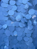 Jumbo 1.5" Circle Sequins - White - Jumbo Sequins On Mesh Fabric Sold By The Yard