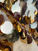 Jumbo 1.5" Circle Sequins - Gold - Jumbo Sequins On Mesh Fabric Sold By The Yard