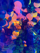 Jumbo 1.5" Circle Sequins - Lavender - Jumbo Sequins On Mesh Fabric Sold By The Yard