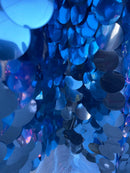 Jumbo 1.5" Circle Sequins - Blue - Jumbo Sequins On Mesh Fabric Sold By The Yard