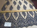 Lace Fabric By The Yard French Design Embroidered Mesh For Bridal Wedding Dress Navy