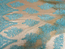 Lace Fabric By The Yard French Design Embroidered Mesh For Bridal Wedding Dress Aqua