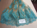 Lace Fabric By The Yard French Design Embroidered Mesh For Bridal Wedding Dress Aqua