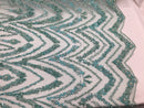Mint Beaded Fbric By The Yard Embroidered Mesh Bridal Veil Beaded & Sequins Wedding Decorations