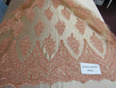 Lace Fabric By The Yard French Design Embroidered Mesh For Bridal Wedding Dress Peach