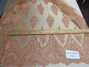 Lace Fabric By The Yard French Design Embroidered Mesh For Bridal Wedding Dress Peach